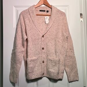NEW Saks Fifth Avenue Men's Donegal Speckled Wool Blend Cardigan Sweater - Small